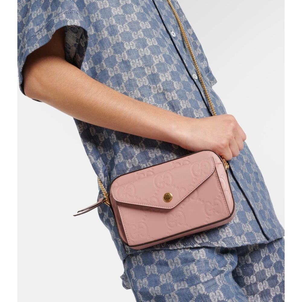 Gucci GG Super Mini Shoulder Bag Pink Leather with Chain Strap Brand BNIB - Picture 2 of 13